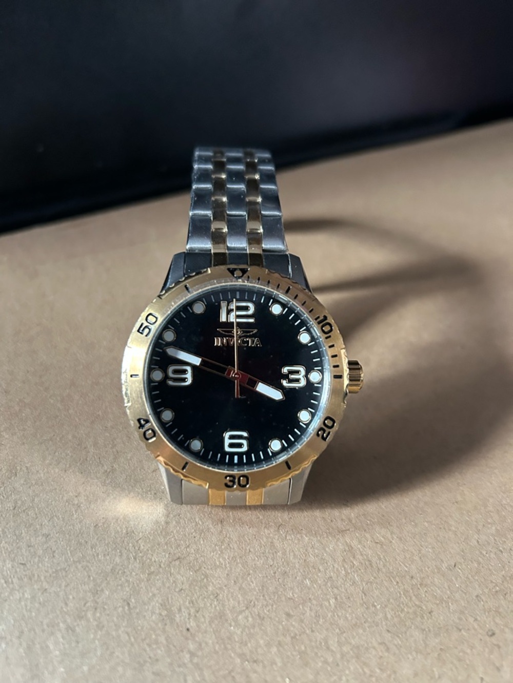 Invicta Two-Tone Gold and Silver Bracelet Watch with Black Dial